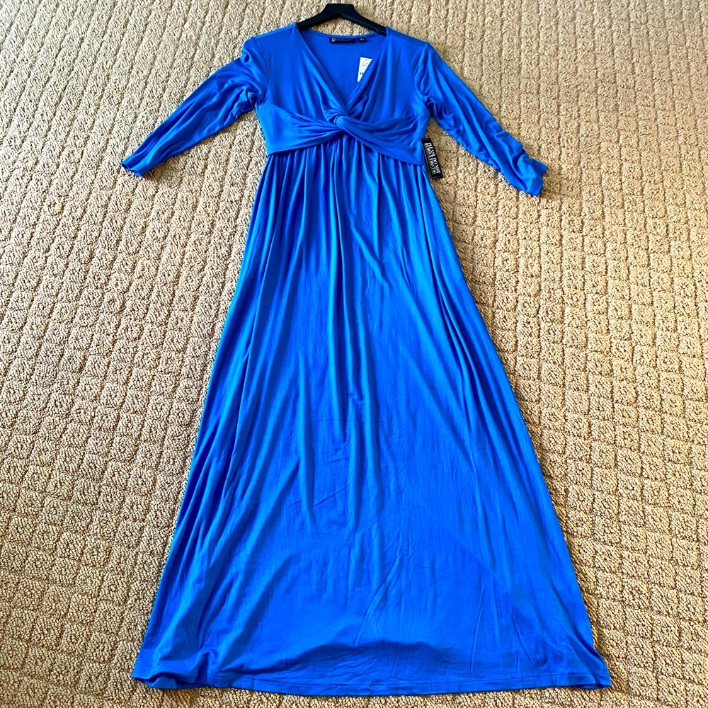 New York & Co Blue Twist Front Maxi Dress, NWT